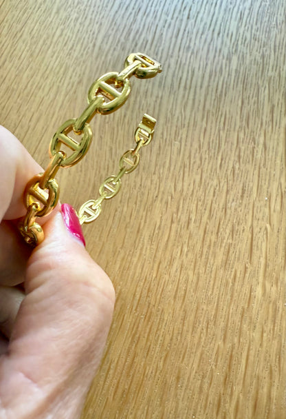 Bracelet à bouton en acier inoxydable - Maille chaîne équestre