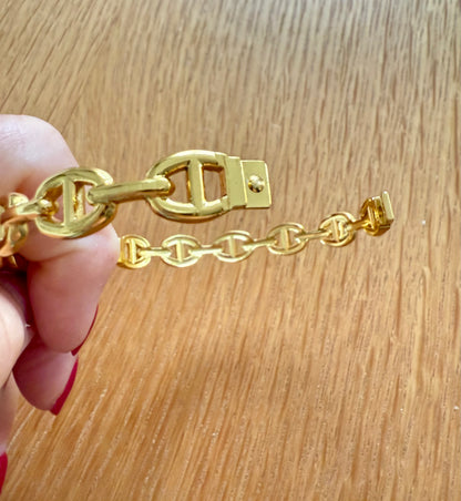 Bracelet à bouton en acier inoxydable - Maille chaîne équestre