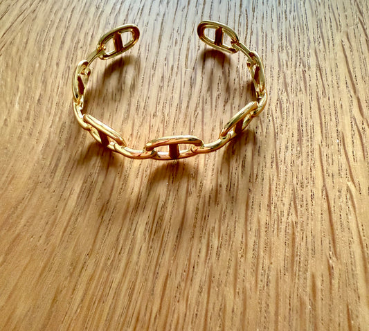 Bracelet ouvert rigide,titane acier or plaqué c